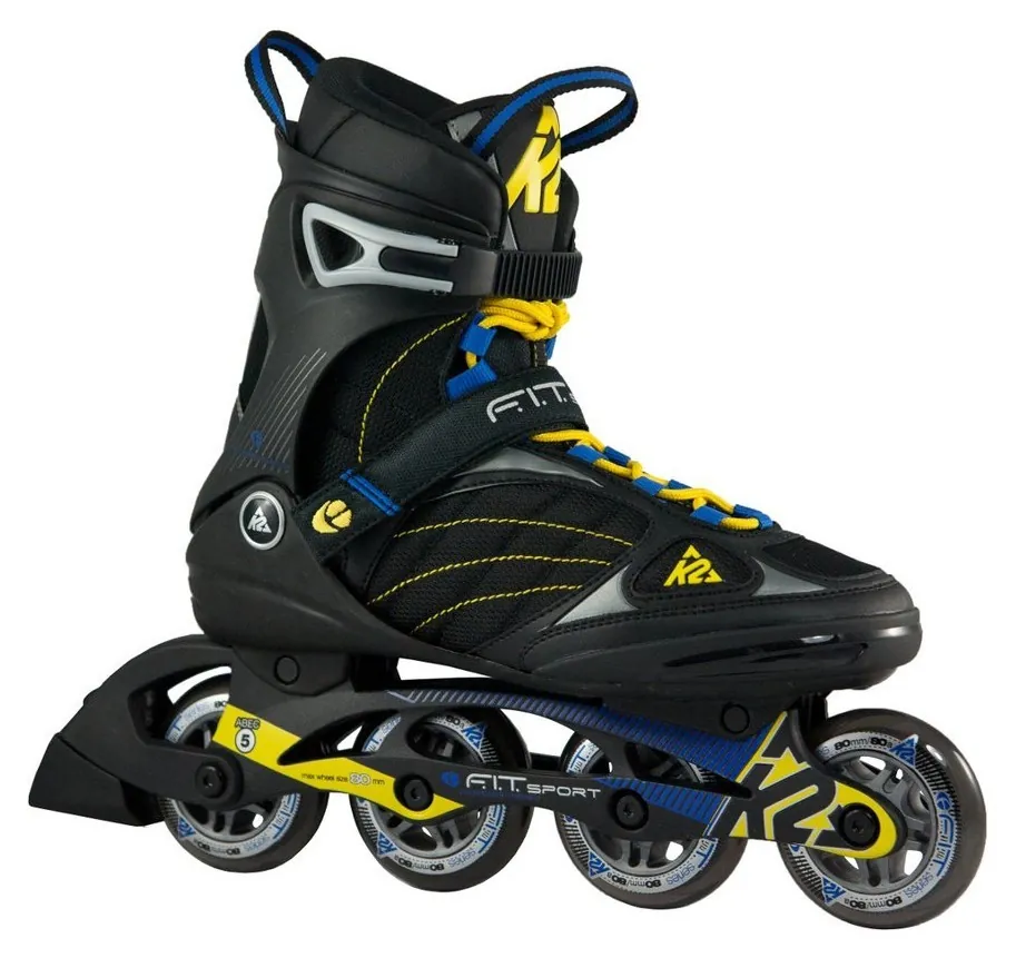 Роликові коньки для дорослих K2 FIT 80 Sport M 45 (11.5US) 295мм Black/yellow/blue (3040710) (295мм)