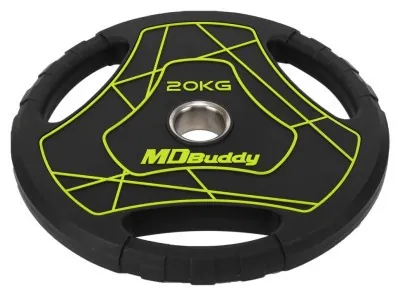 Полиуретановые блины с тройным хватом и металлической втулкой d-51 мм MD Buddy TA-9647-20 20 кг черный