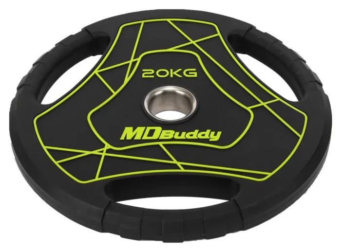Полиуретановые блины с тройным хватом и металлической втулкой d-51 мм MD Buddy TA-9647-20 20 кг черный