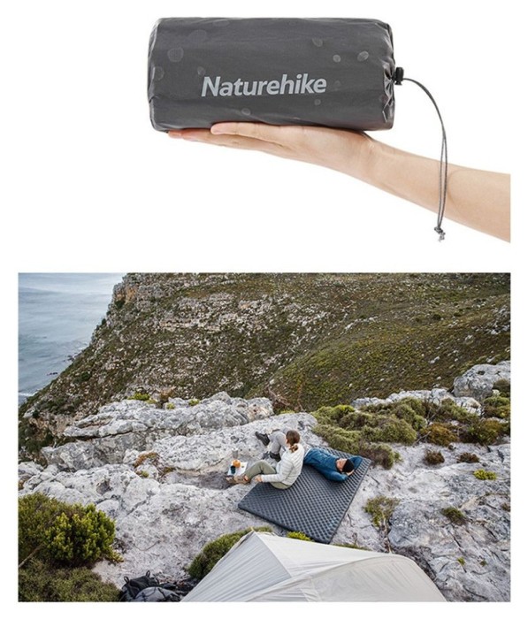 Матрац туристичний надувний одномісний Naturehike CNH22DZ018, надлегкий, 196x64x7 см, зелений, для туризму із мішком для надування