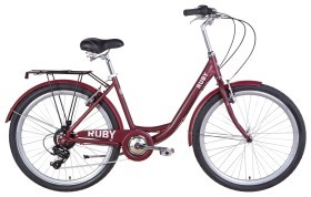 Велосипед AL 26&quot; Dorozhnik RUBY Vbr рама-17&quot; темно-червоний (м) з багажником зад St, з крилом St 2022
