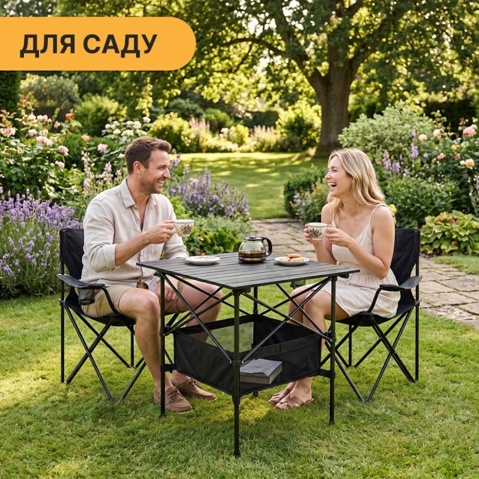 Розкладний туристичний стіл для пікніка LEOBRO 52x52x50 см (LB-1116)