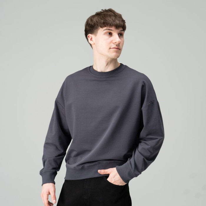 Трикотажный свитшот Slavni мужской темно-серый, Свитшот Slavni Element повседневный темно-серый