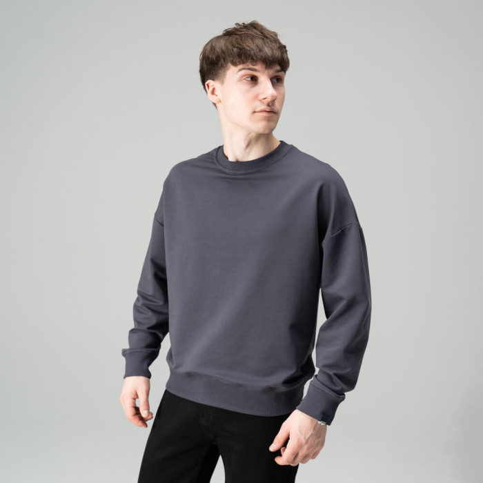 Трикотажный свитшот Slavni мужской темно-серый, Свитшот Slavni Element повседневный темно-серый