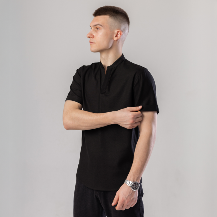 Мужская черная рубашка с коротким рукавом Pobedov Misto