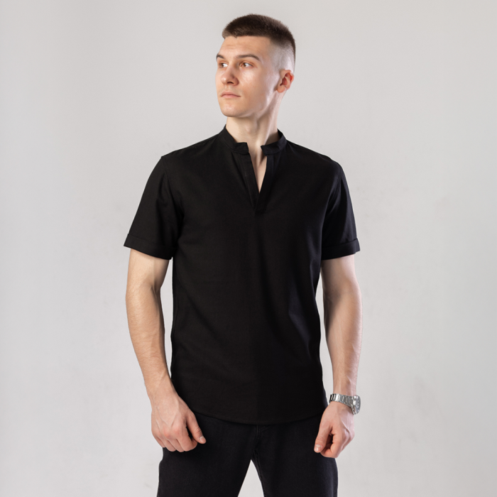 Мужская черная рубашка с коротким рукавом Pobedov Misto