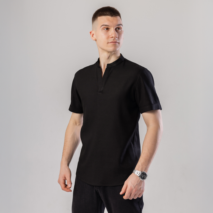 Мужская черная рубашка с коротким рукавом Pobedov Misto