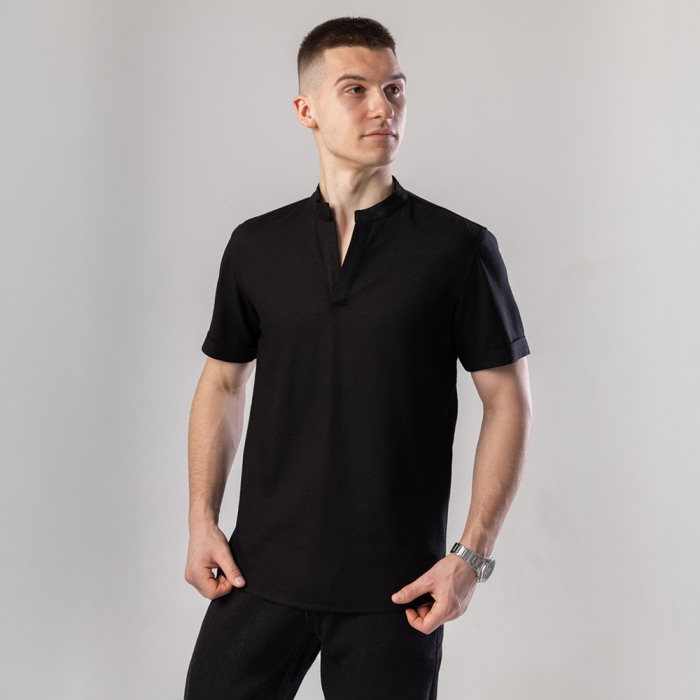 Мужская черная рубашка с коротким рукавом Pobedov Misto