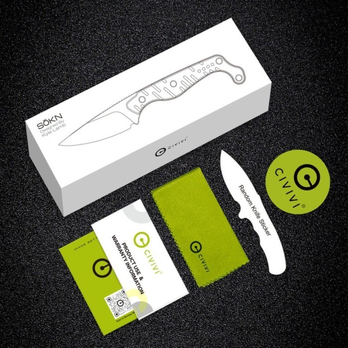 Ніж фіксований тактичний Civivi SOKN, (7.2 см) Nitro-V / G10 сірий, укр, укр