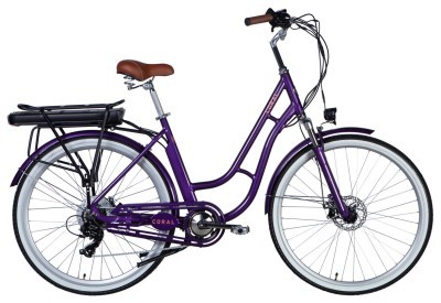 Велосипед с электроприводом 28" AL Dorozhnik eCORAL DD FR рама-19" 48B 17.5А*ч 500Вт фиолетово-синий 2026