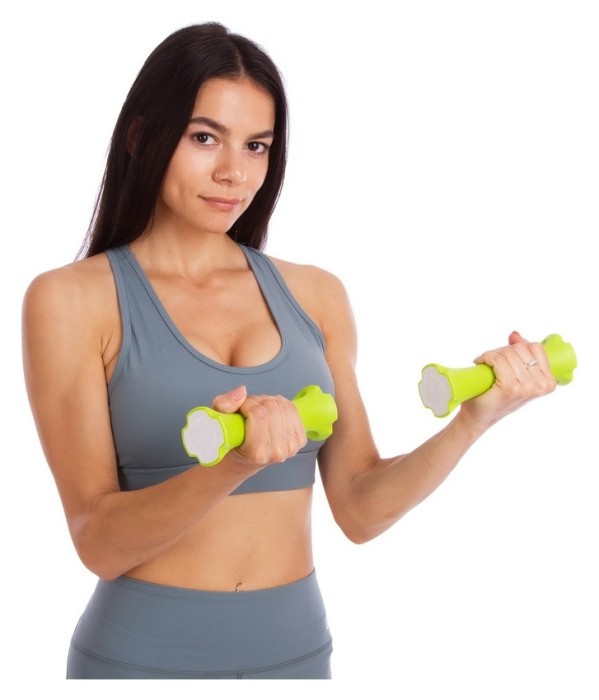 Гантели для фитнеса с полиуретановым покрытием Record FI-4933 (2x0,7 кг), салатовый