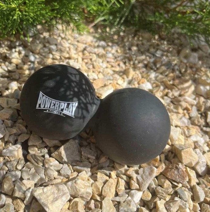 Массажный двойной мяч силиконовый PowerPlay PP-4355 Silicone Lacrosse Peanut Ball (6.3*12.6см.) Черный