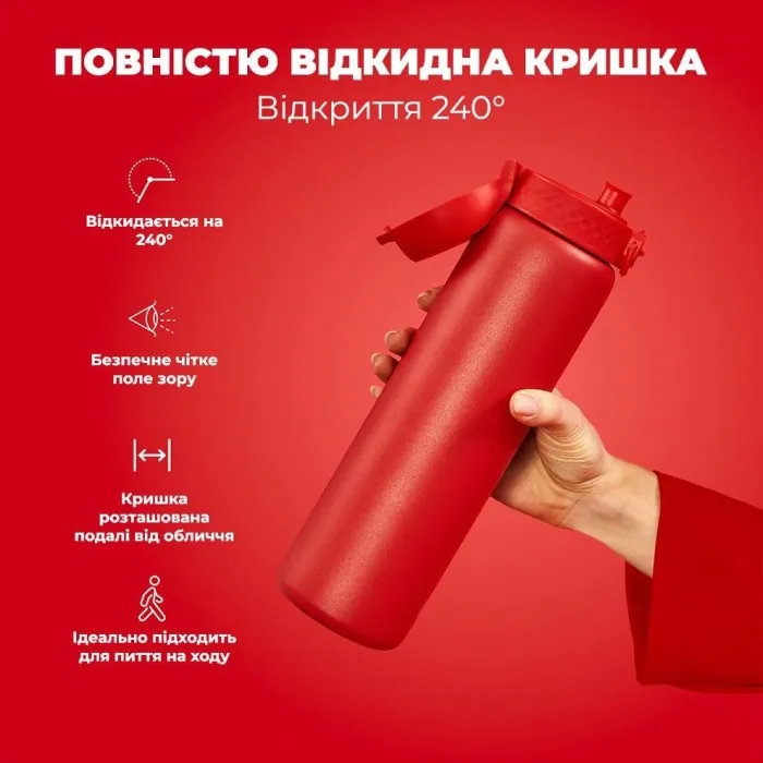 Бульба для води металева вакуумна ION8 920 мл. Vacuum Insulated, Red