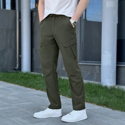 Штани карго чоловічі весняні з кишенями хакі Pobedov Tactical Soft