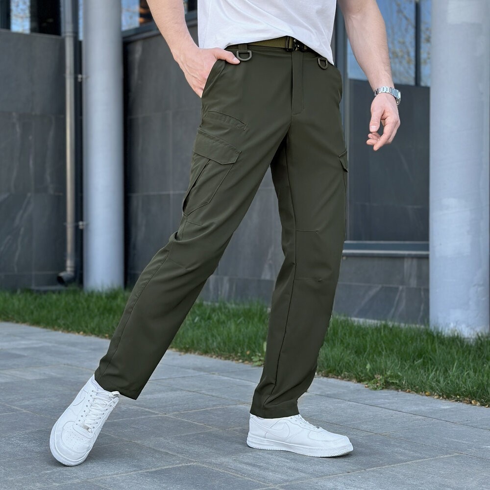 Штани карго чоловічі весняні з кишенями хакі Pobedov Tactical Soft, укр, укр