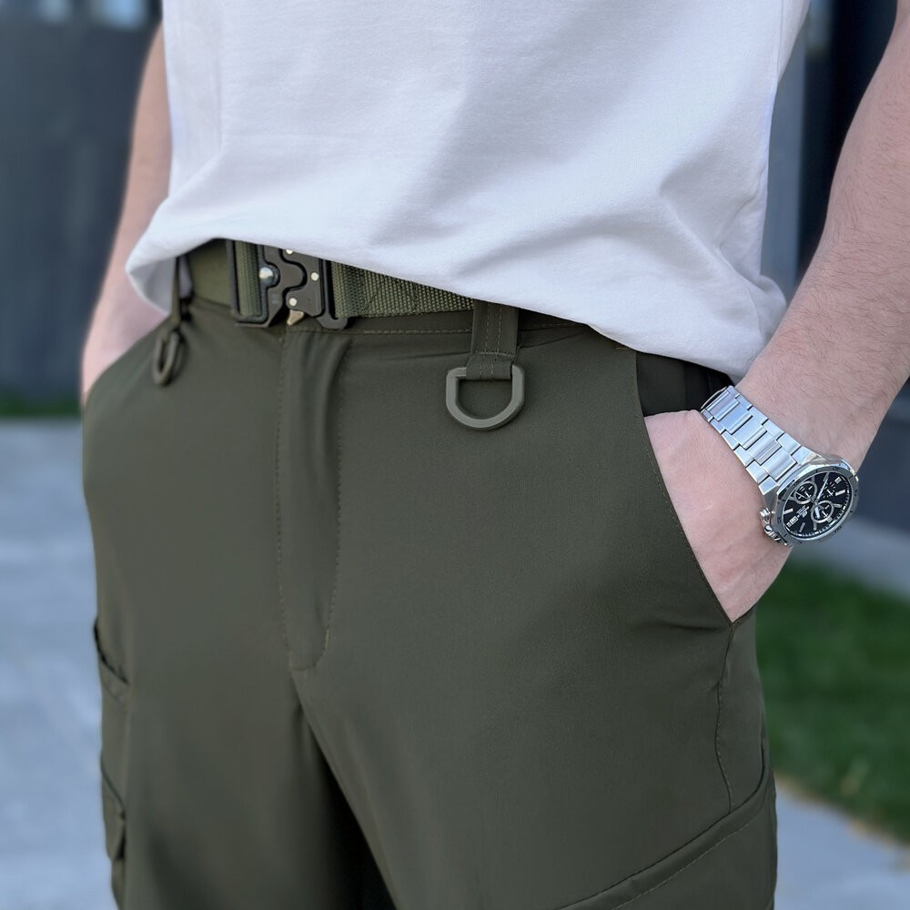 Штани карго чоловічі весняні з кишенями хакі Pobedov Tactical Soft, укр, укр