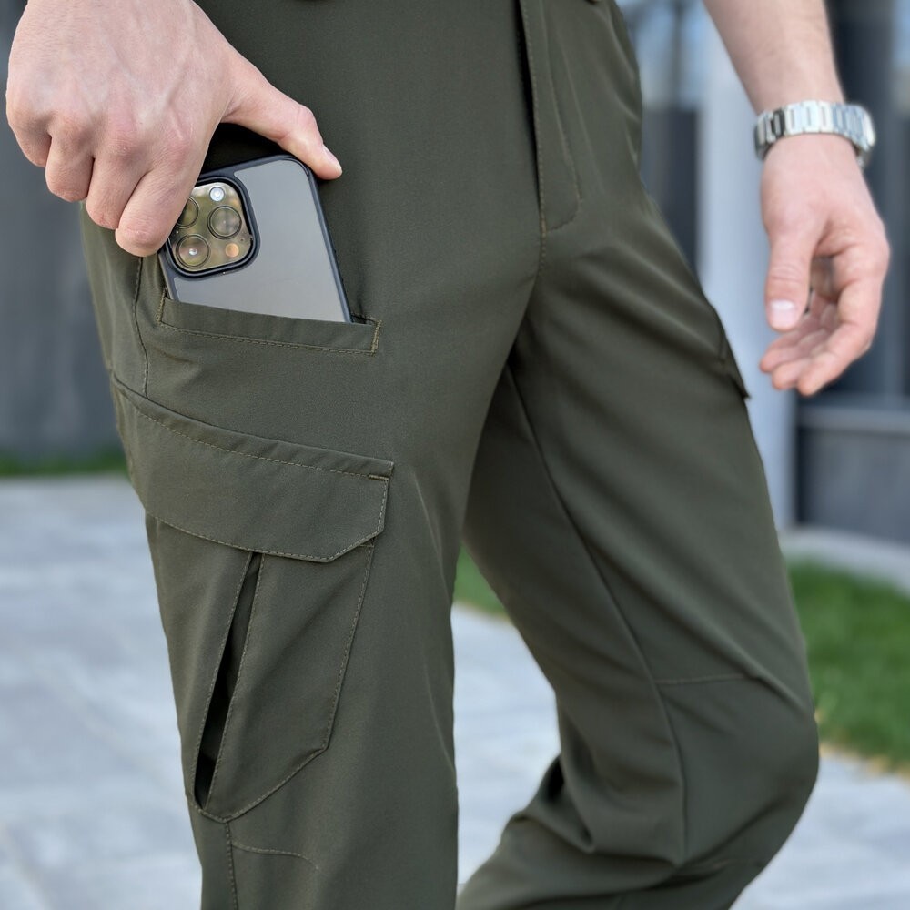 Штани карго чоловічі весняні з кишенями хакі Pobedov Tactical Soft, укр, укр