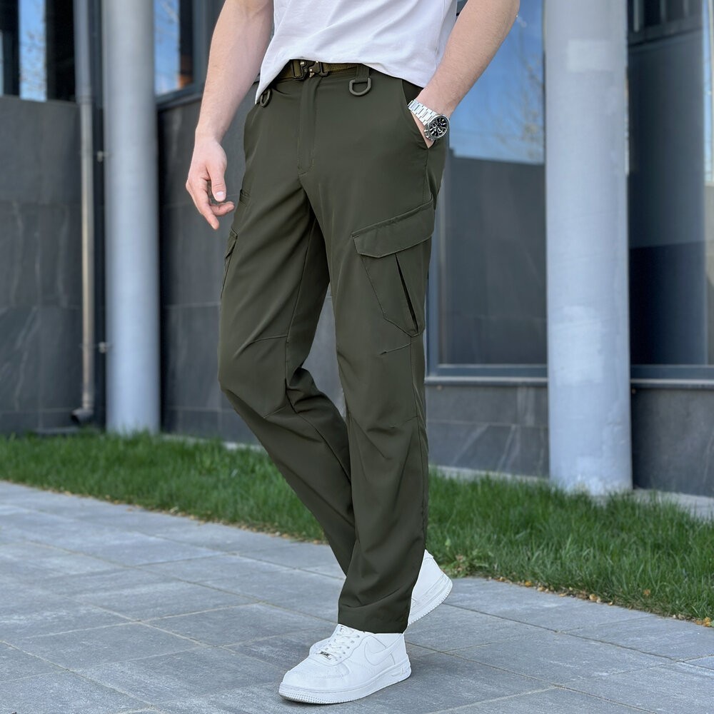 Штани карго чоловічі весняні з кишенями хакі Pobedov Tactical Soft, укр, укр
