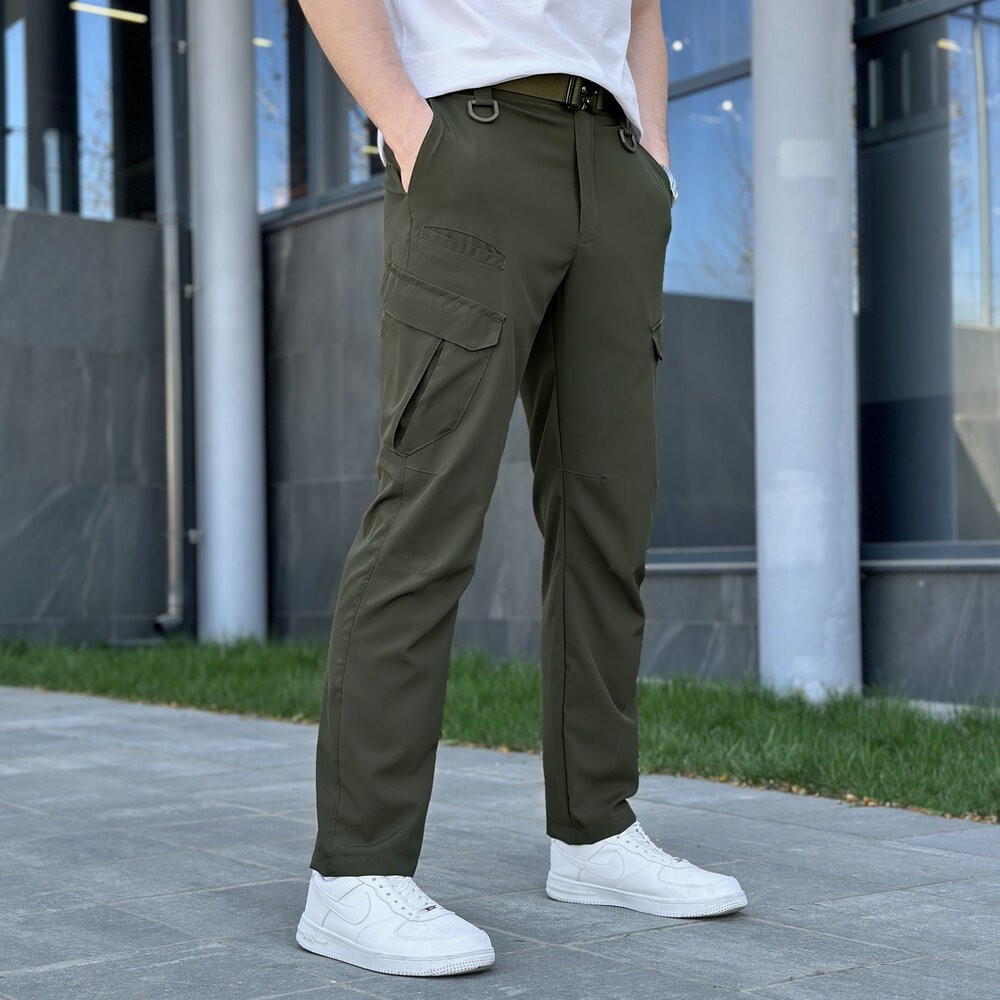 Штани карго чоловічі весняні з кишенями хакі Pobedov Tactical Soft, укр, укр