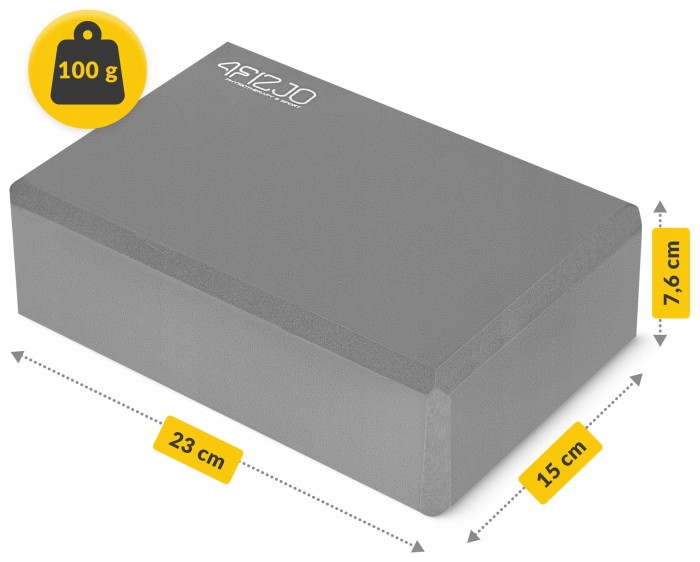 Блок для йоги 4FIZJO 23 x 15 x 7.6 см Grey (P-5907739311221)