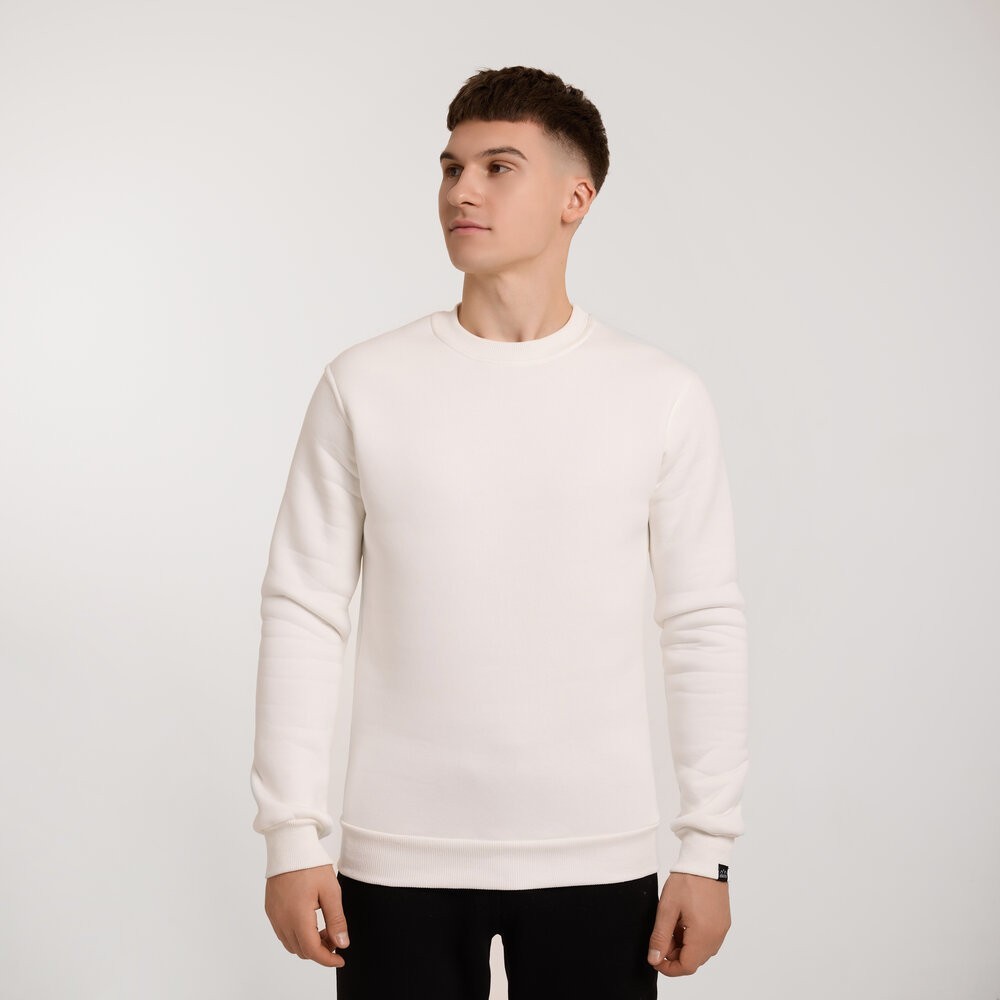 Свитшот мужской однотонный молочный Pobedov 007 ЗИМА