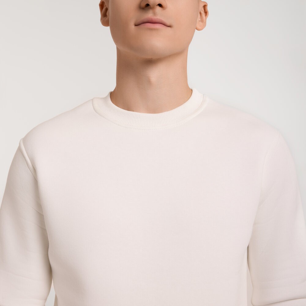 Свитшот мужской однотонный молочный Pobedov 007 ЗИМА