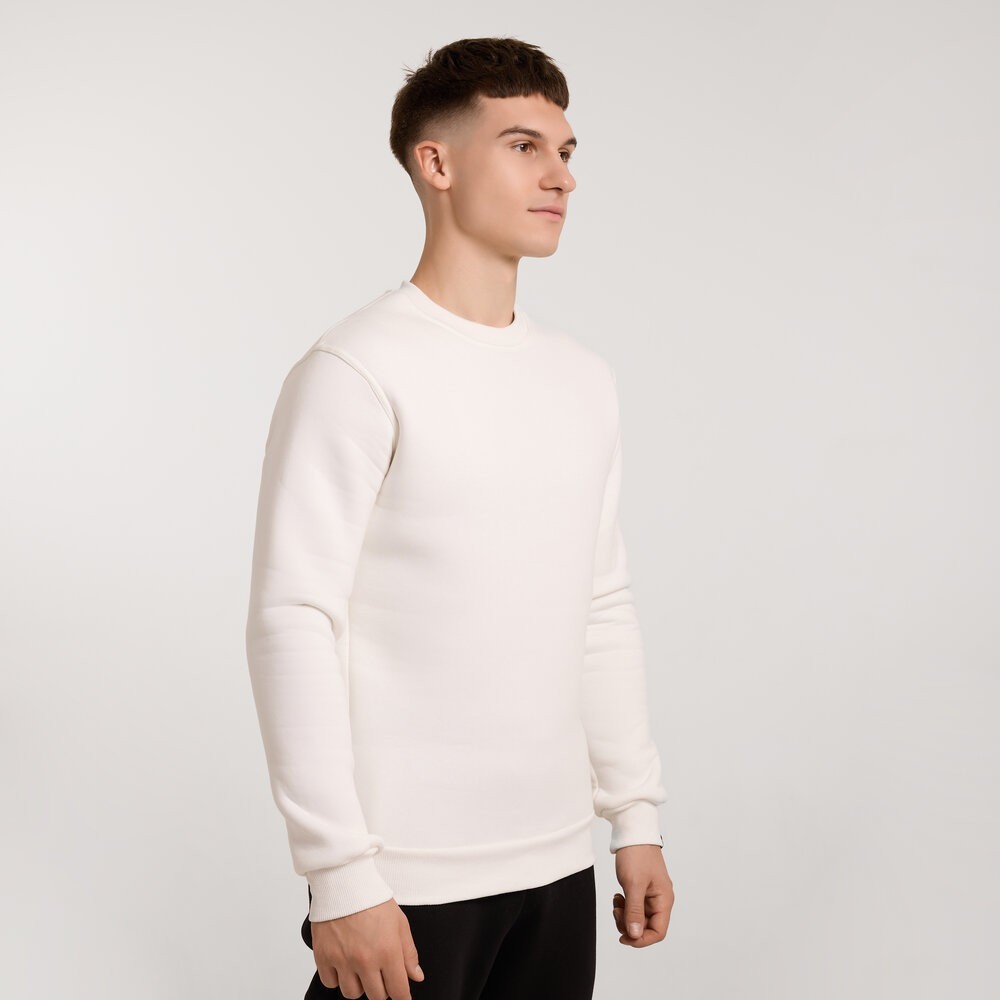 Свитшот мужской однотонный молочный Pobedov 007 ЗИМА