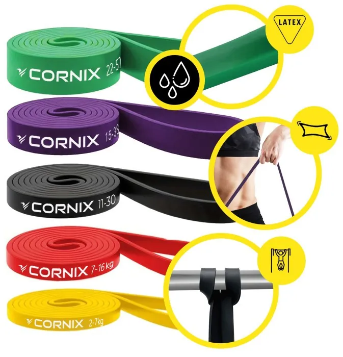 Еспандер-петля Cornix Power Band 2-57 кг (резина для фітнесу та спорту) набір 5 шт XR-0086