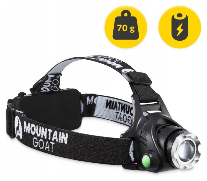 Ліхтар налобний Mountain Goat LED 350 lm акумуляторний, заднє червоне світло Black (P-5907739318336)