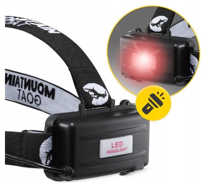 Ліхтар налобний Mountain Goat LED 350 lm акумуляторний, заднє червоне світло Black (P-5907739318336)