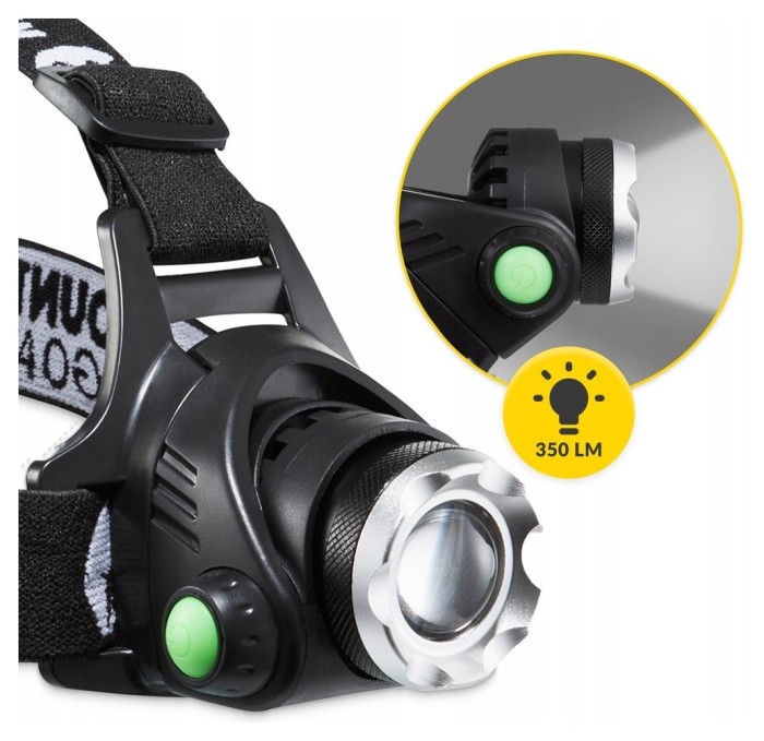 Ліхтар налобний Mountain Goat LED 350 lm акумуляторний, заднє червоне світло Black (P-5907739318336)
