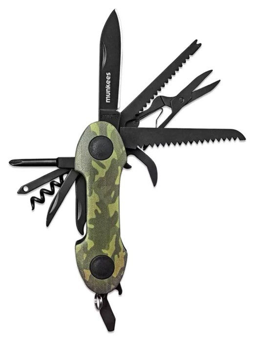 Munkees 2579 брелок-мультінструмент Pocket Knife Camo green, укр, укр