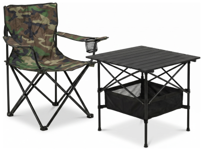 Комплект туристичний - стіл LEOBRO 52x52x50 см та крісло Lite Military