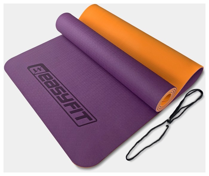 Коврик для йоги и фитнеса EasyFit TPE+TC 6мм двухслойный красный-черный