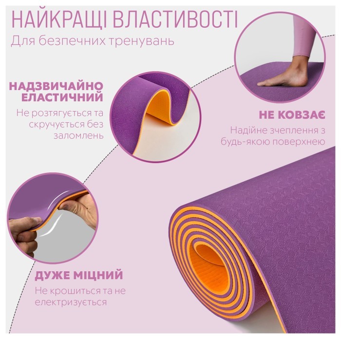 Коврик для йоги и фитнеса EasyFit TPE+TC 6мм двухслойный красный-черный