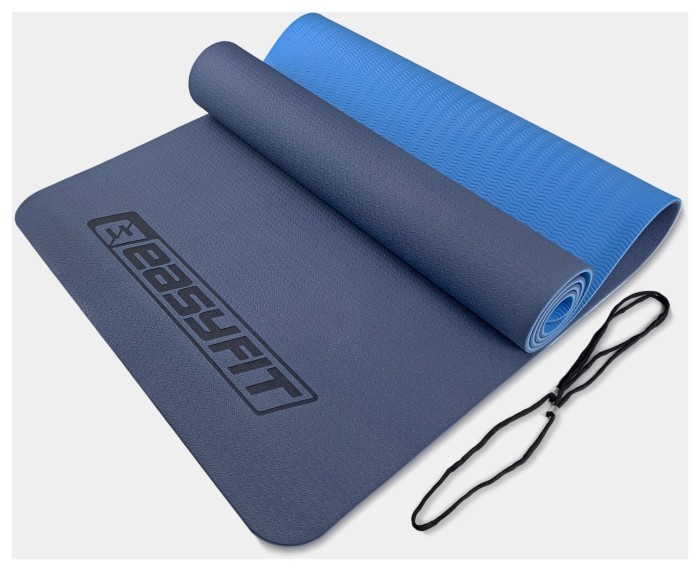 Коврик для йоги и фитнеса EasyFit TPE+TC 6мм двухслойный красный-черный