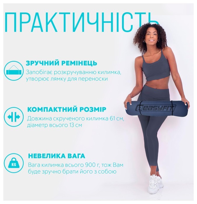 Коврик для йоги и фитнеса EasyFit TPE+TC 6мм двухслойный красный-черный