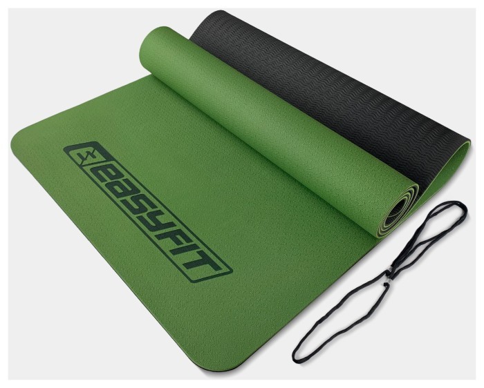 Коврик для йоги и фитнеса EasyFit TPE+TC 6мм двухслойный красный-черный
