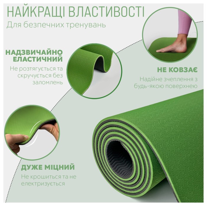 Коврик для йоги и фитнеса EasyFit TPE+TC 6мм двухслойный красный-черный