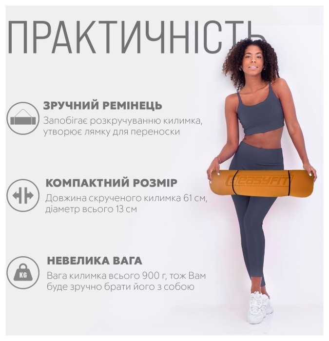 Коврик для йоги и фитнеса EasyFit TPE+TC 6мм двухслойный красный-черный