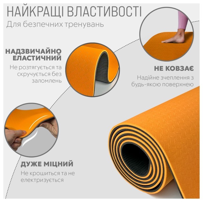 Коврик для йоги и фитнеса EasyFit TPE+TC 6мм двухслойный красный-черный