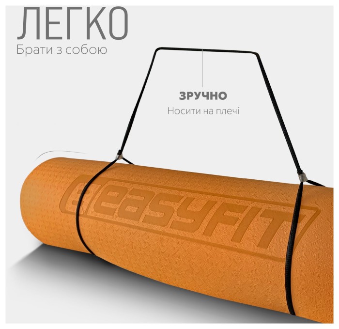 Коврик для йоги и фитнеса EasyFit TPE+TC 6мм двухслойный красный-черный