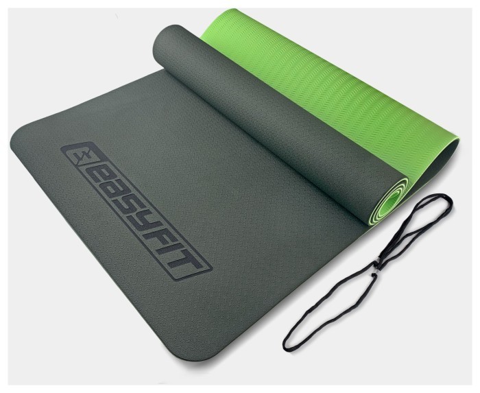 Коврик для йоги и фитнеса EasyFit TPE+TC 6мм двухслойный красный-черный