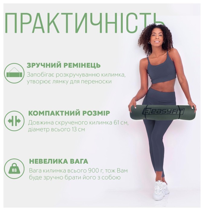 Коврик для йоги и фитнеса EasyFit TPE+TC 6мм двухслойный красный-черный