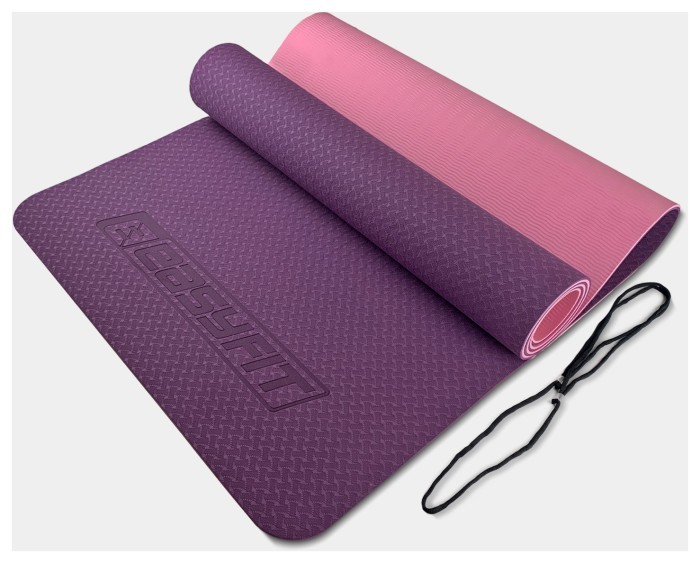 Коврик для йоги и фитнеса EasyFit TPE+TC 6мм двухслойный красный-черный