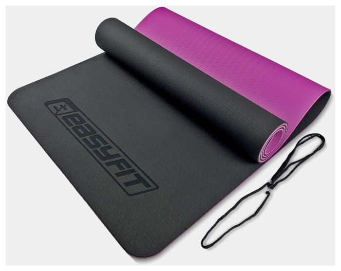 Коврик для йоги и фитнеса EasyFit TPE+TC 6мм двухслойный красный-черный