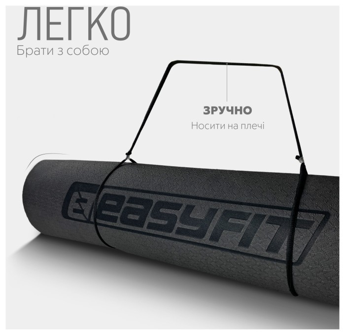 Коврик для йоги и фитнеса EasyFit TPE+TC 6мм двухслойный красный-черный