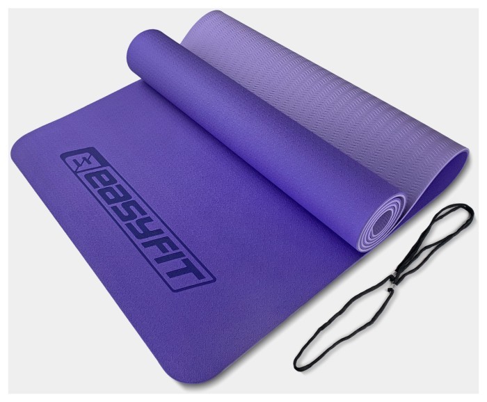 Коврик для йоги и фитнеса EasyFit TPE+TC 6мм двухслойный красный-черный