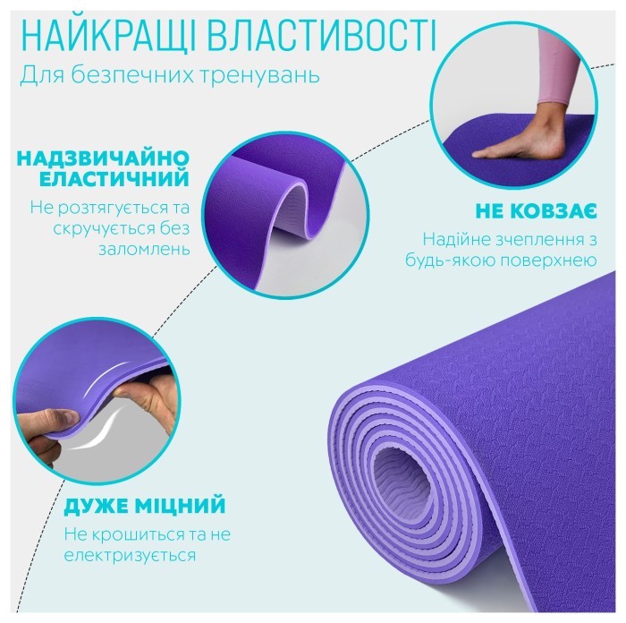 Коврик для йоги и фитнеса EasyFit TPE+TC 6мм двухслойный красный-черный