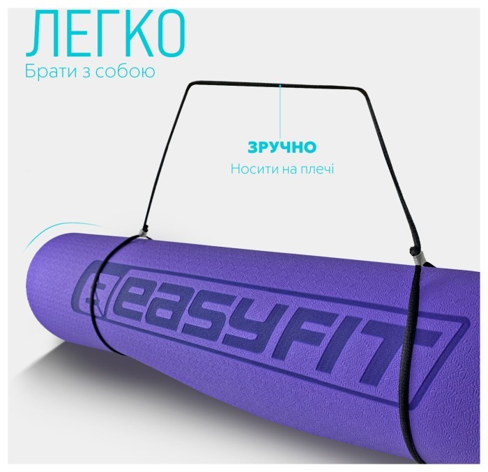 Коврик для йоги и фитнеса EasyFit TPE+TC 6мм двухслойный красный-черный